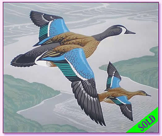 Casson Blue Winged Teals Unframed