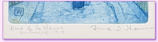 Fred Haines 1914 Aquatint closeup signature