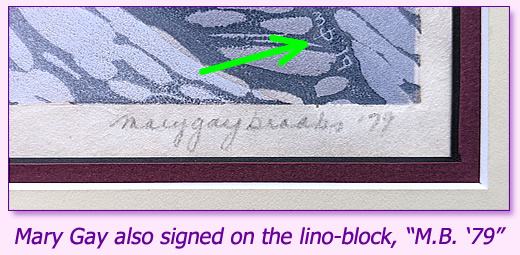 Mary Gay Brooks Linocut Signature