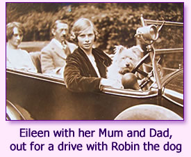 Eileen Soper with her parents and doggie out for a drive