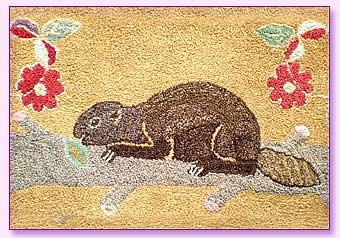 Canadian Beaver Hooked Rug