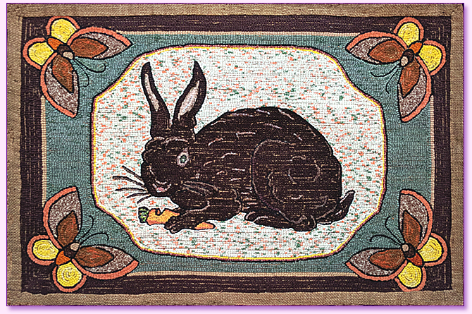 Canadian Rabbit Hooked Rug Back