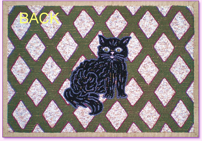 Scary Black Cat Hooked Rug Back