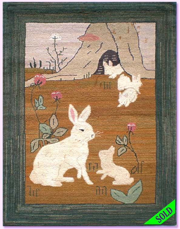 Grenfell Hooked Rug Arctic Hare Front